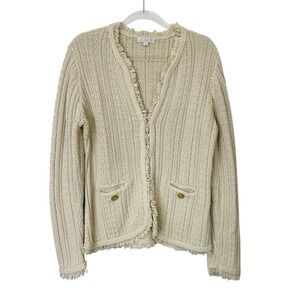 NEW J Crew Cable‎ Knit Lady Jacket Women's Size Large Cream Beige
